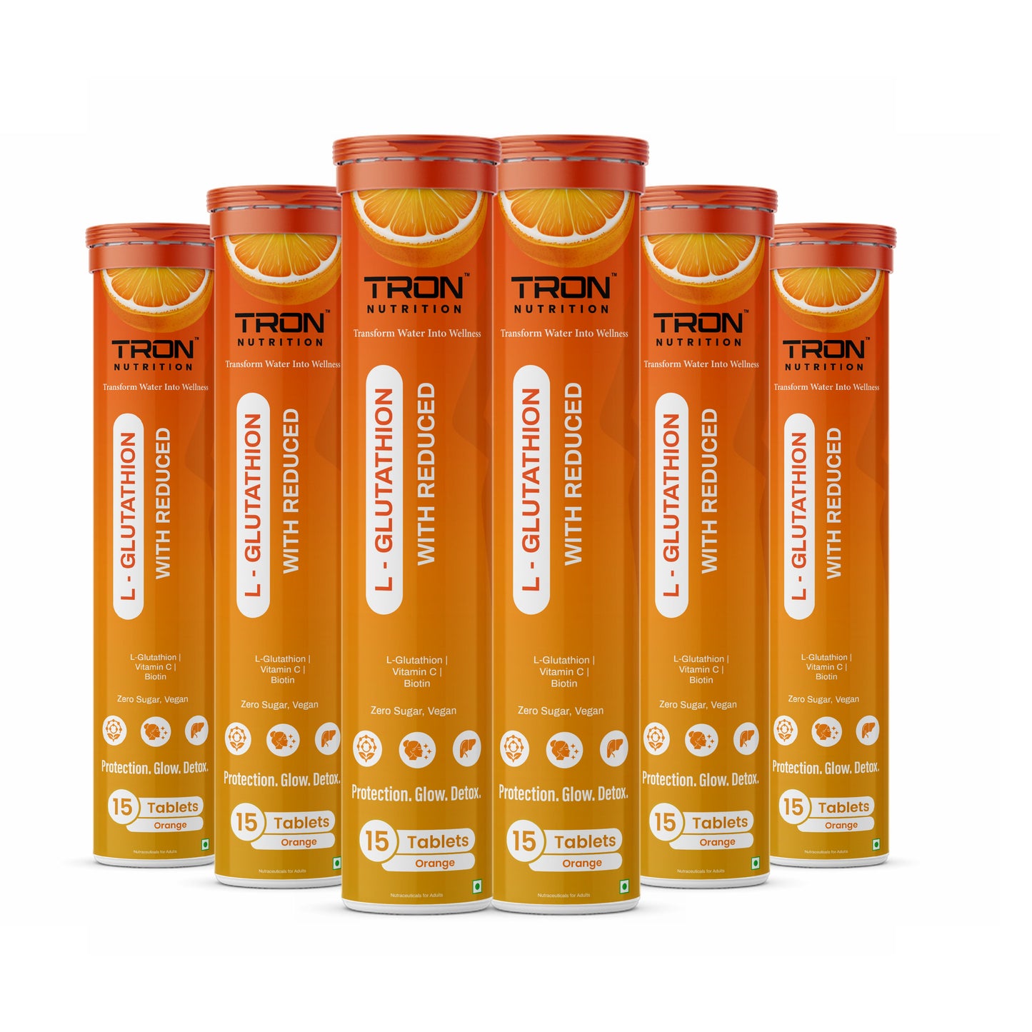 Tron L-Glutathione Effervescent | Skin Glow | Hair Support | Zero Sugar | Orange