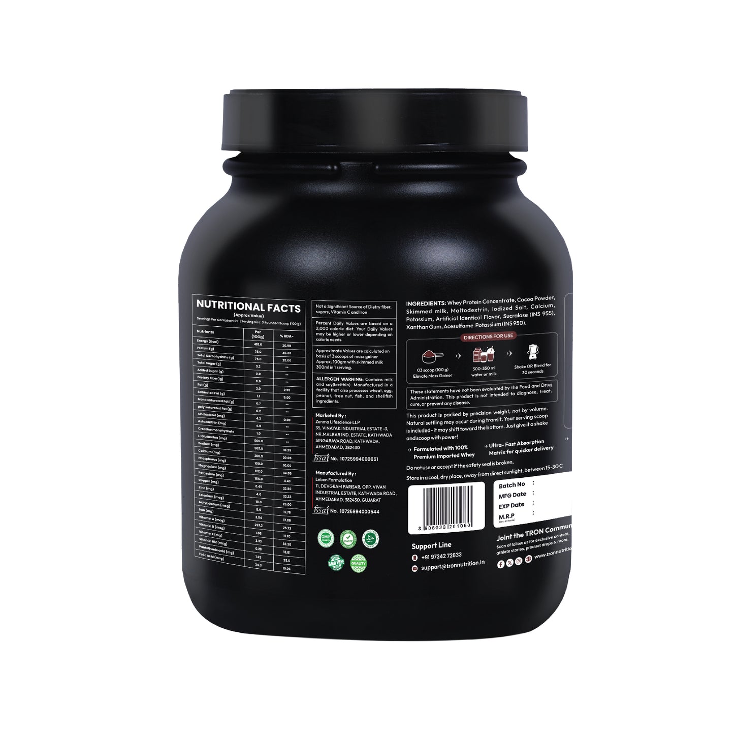 Tron Elevate Mass Gainer & Get Creatine 100gm Free