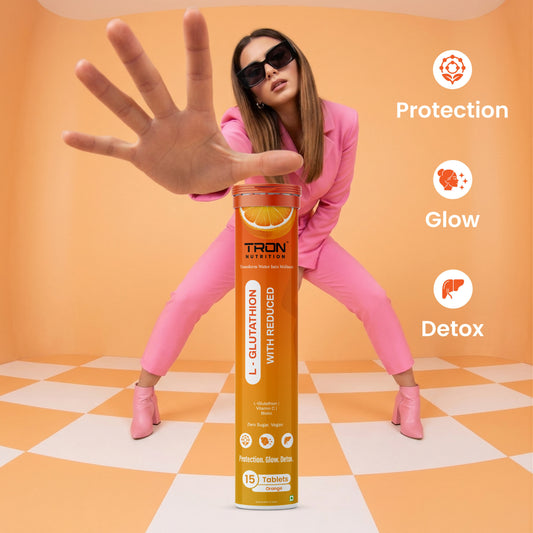 Tron L-Glutathione Effervescent | Skin Glow | Hair Support | Zero Sugar | Orange
