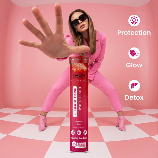 Tron L-Glutathione Effervescent | Skin Glow | Hair Support | Zero Sugar | Strawberry