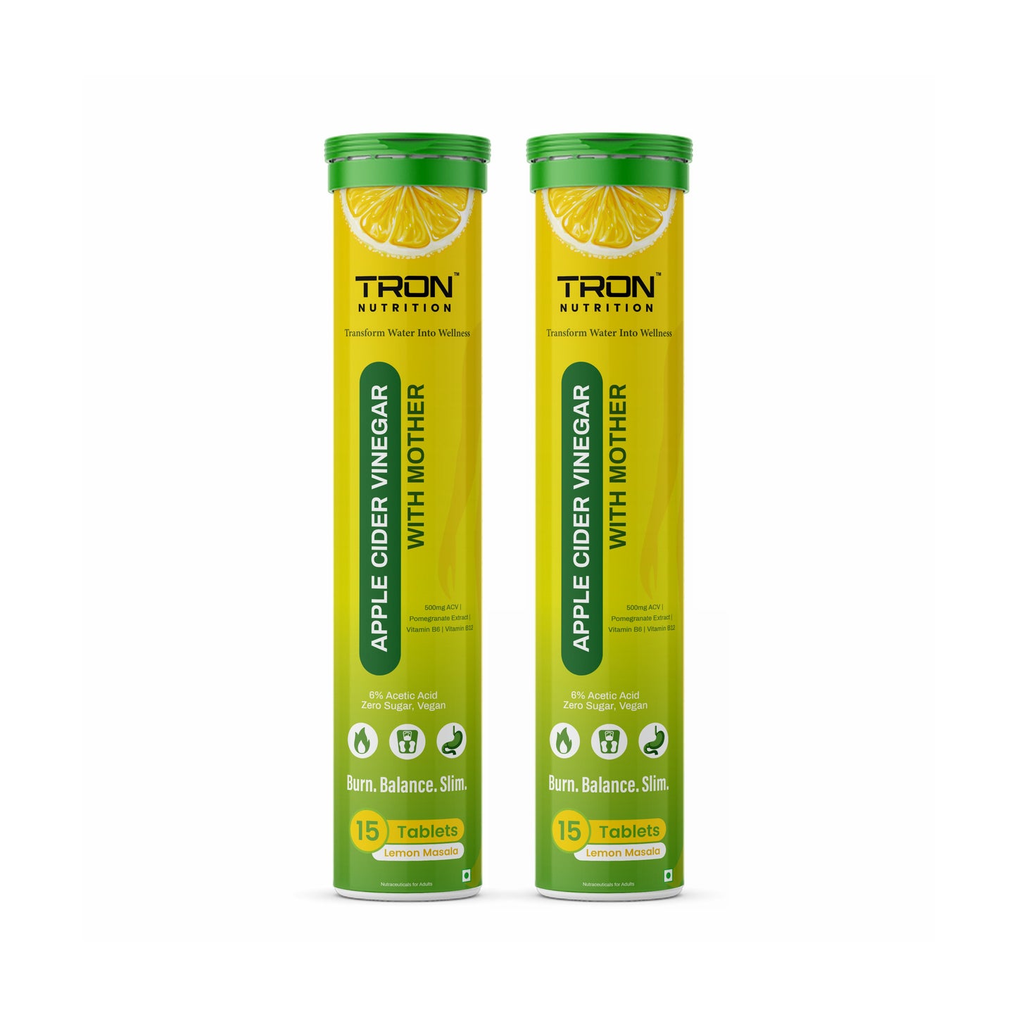 Tron ACV Effervescent | Weight Management | Gut Detox | Metabolism Support | Zero Sugar | Green Apple