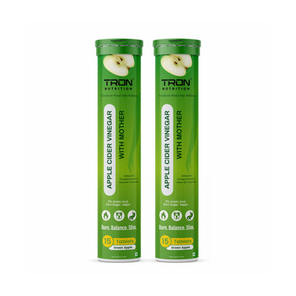 Tron ACV Effervescent with Mother | Gut Detox | Metabolism Support | Zero Sugar | Green Apple