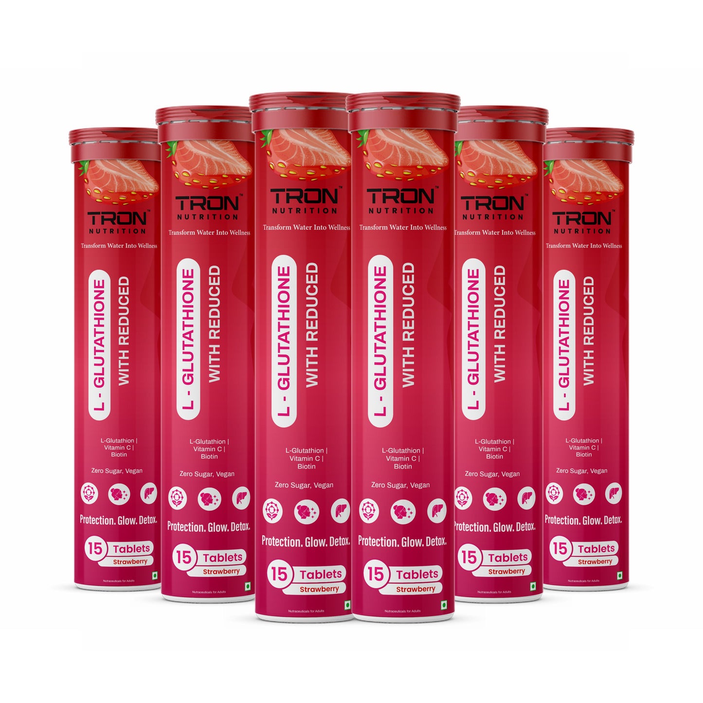 Tron L-Glutathione Effervescent | Skin Glow | Hair Support | Zero Sugar | Strawberry