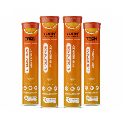 Tron L-Glutathione Effervescent | Skin Glow | Hair Support | Zero Sugar | Orange