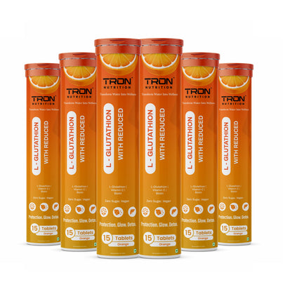Tron L-Glutathione Effervescent | Skin Glow | Hair Support | Zero Sugar | Orange